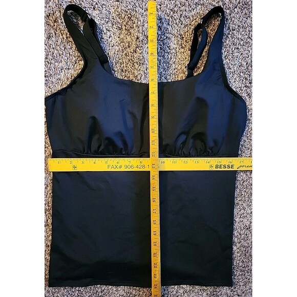 Swim Top Black 16 DD Square Neck Underwire Solid Women's LG Lands' End S921 - Picture 3 of 8